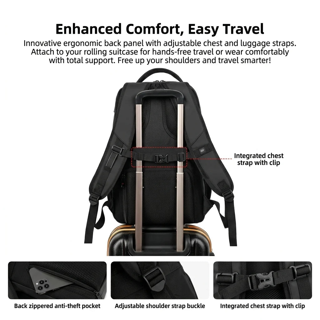 SWIGOR 17.3" Laptop Travel Backpack with USB Charging Port