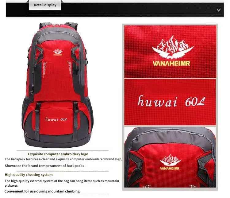 Huntvp 60L High Grade Hiking & Travel Backpack – Waterproof Trekking Bag with Shoe Compartment