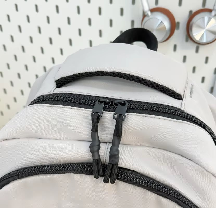 Gray Ming Cheng Unisex Student Backpack – Waterproof Korean Canvas Laptop Bag for School, College, University & Travel