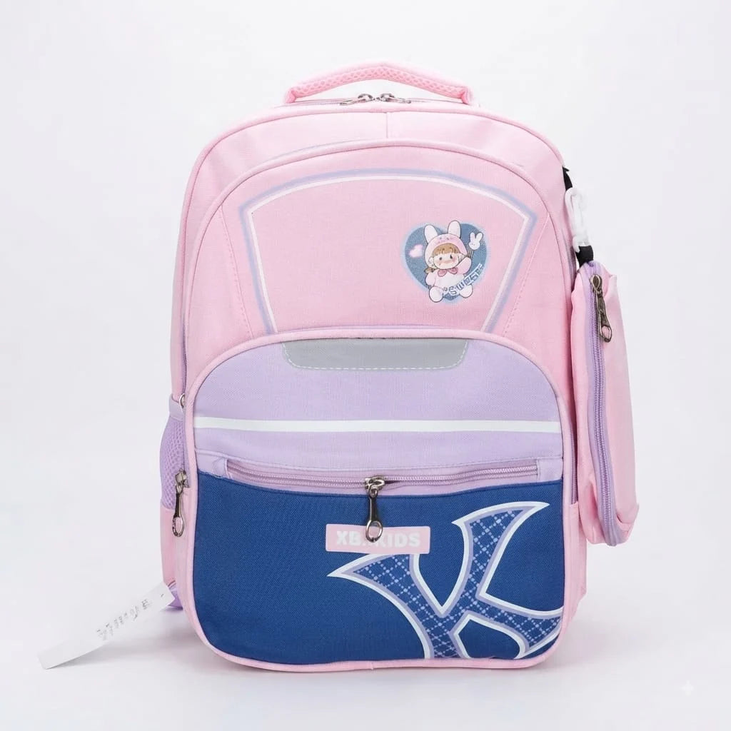 XBX Kids School Bag (Pink) – Imported with Pencil Pouch, Class 1–4