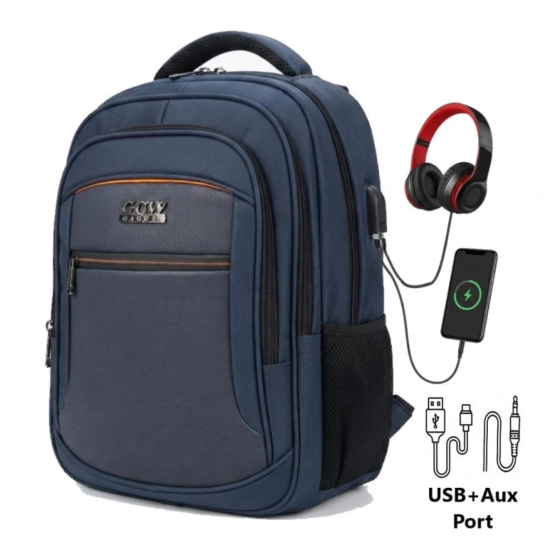 GOW School Bag For Higher Classes & College Backpack with Aux & USB Port, Waterproof, Imported
