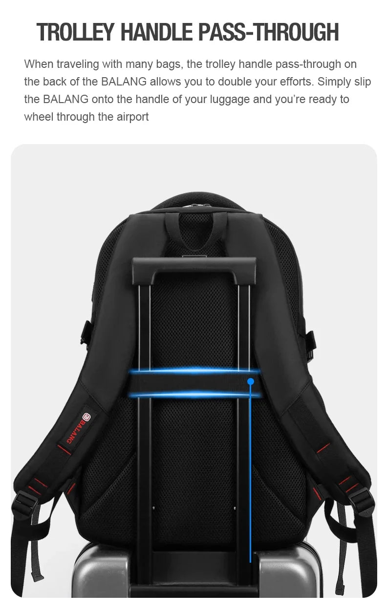 BALANG Expandable Travel Backpack Laptop 17″ Large Size | Waterproof Travel & Business Bag with USB Port, 30LCapacity