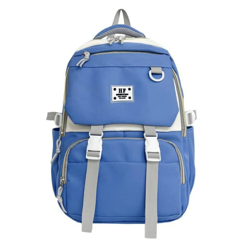 HF Trendy Lightweight Backpack – Stylish School, College & Travel Bag (Pink, Black, Blue)