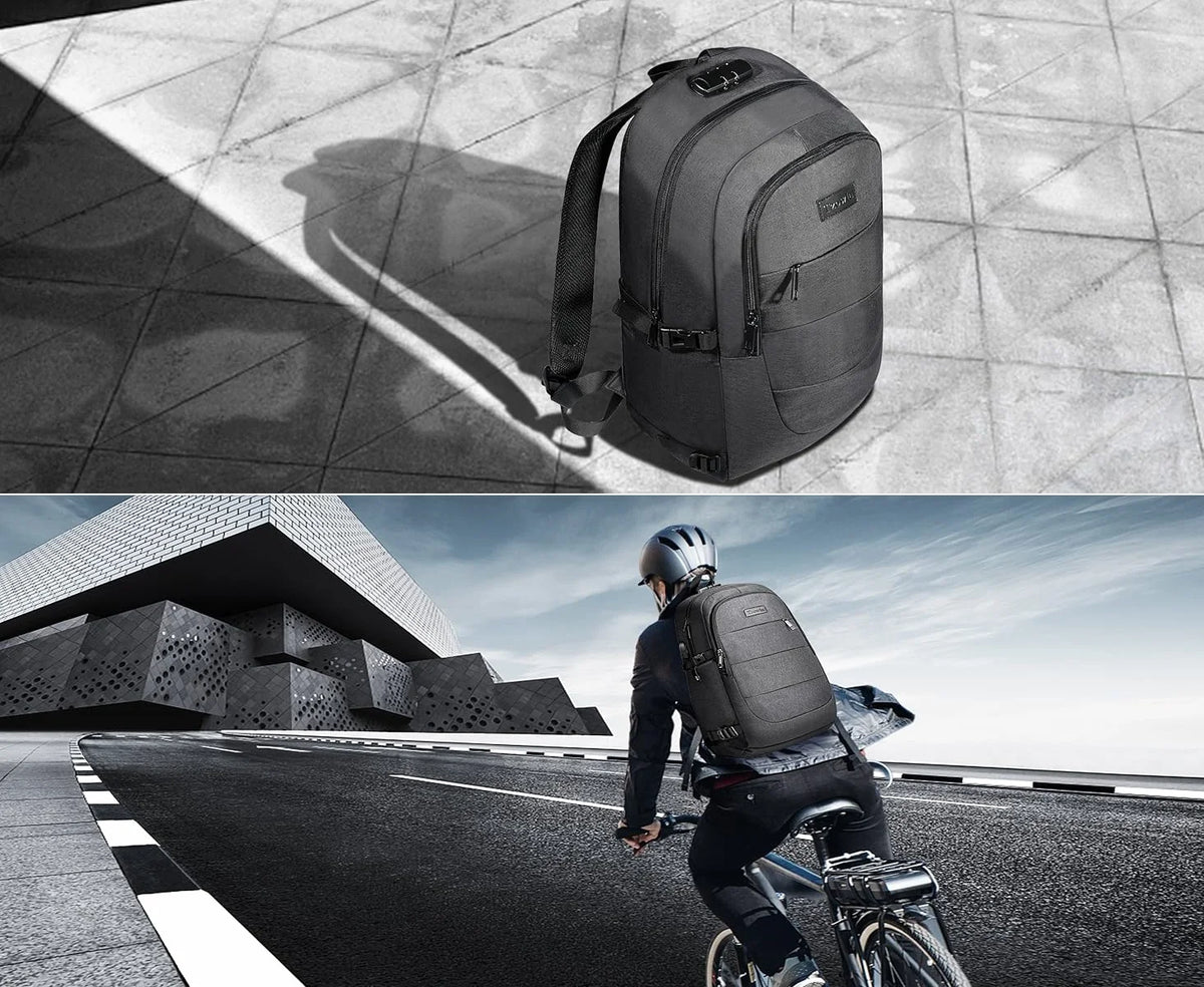 Tzowla Anti-Theft Laptop Travel Backpack – USB Charging & Headphone Port, Water-Resistant (Fits 15.6”–17.3”)