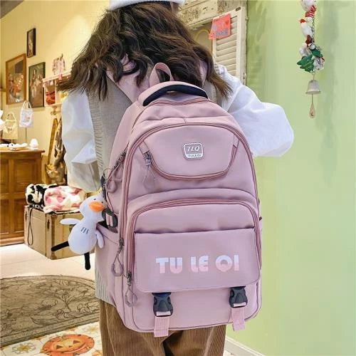 TLQ Premium Imported School & College Backpack for Girls – Pink | Waterproof | 46 × 31 × 20 cm