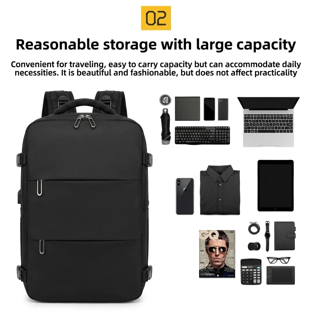 Trax Minimalist Essential Travel Backpack – Cabin Friendly - Waterproof with Shoe Compartment, 15.6" Laptop Compatible
