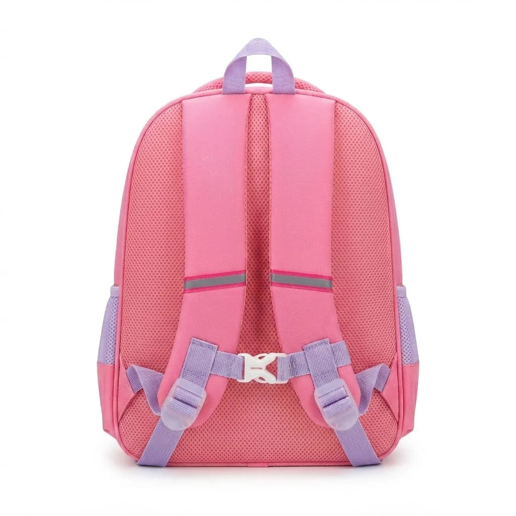 XB Cat Cartoon Imported Girls School Bag for Class 1-3 - Backpack with Chest Buckle & Reflective Strips