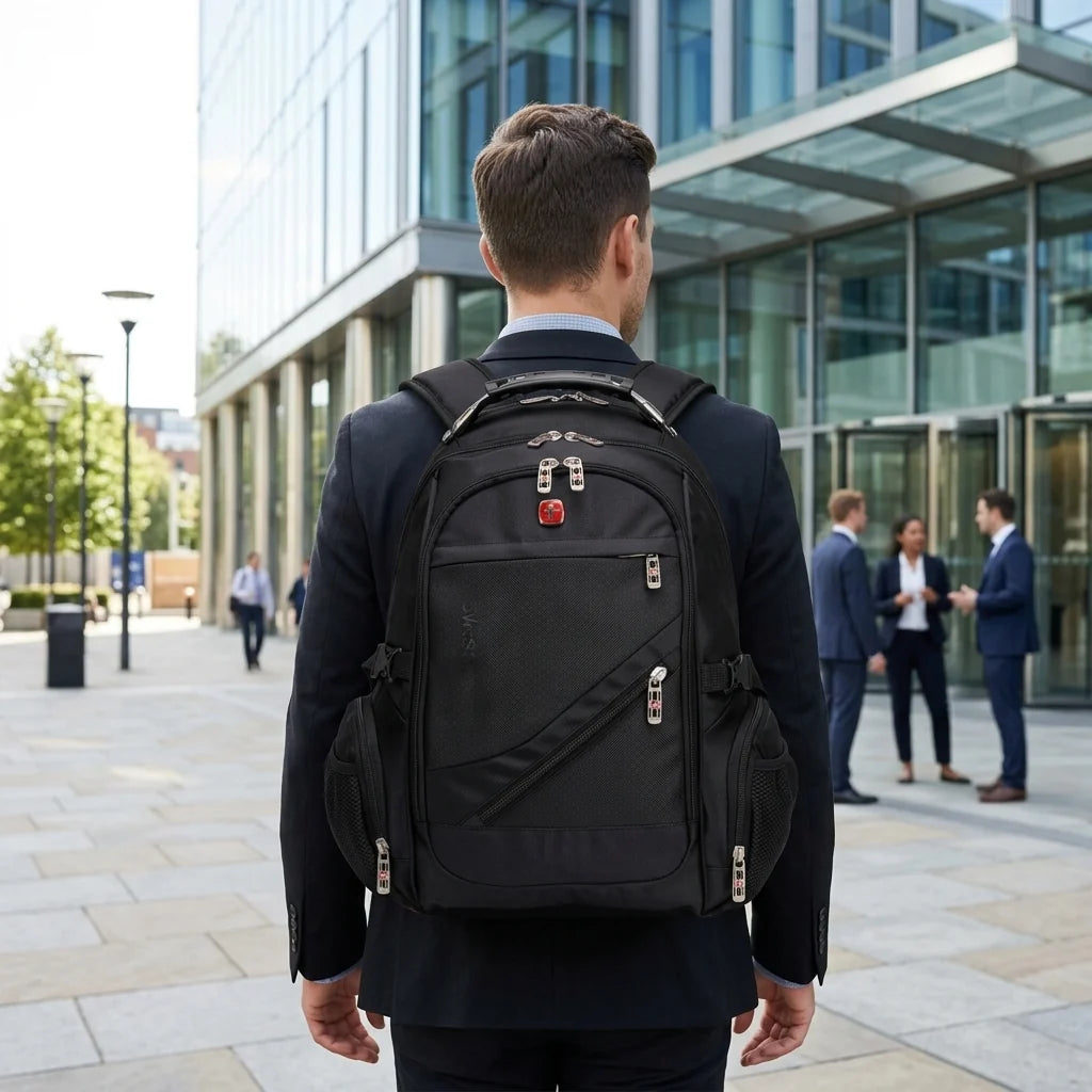 S GEAR Laptop & Travel Backpack with USB & AUX Port | Anti-Theft | Rain Cover | 15.6–17” Laptop Bag