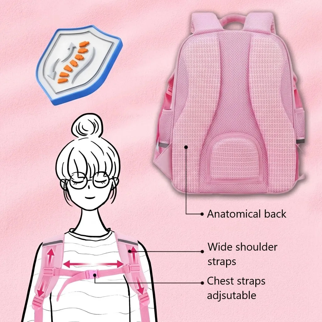 Apsis Junior School Bag for Girls – Barbie Design, Lilac & Pink