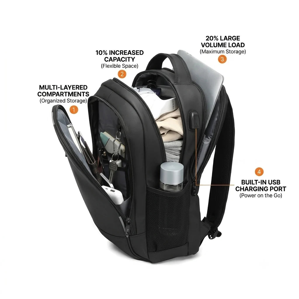 SWIGOR 17.3" Laptop Travel Backpack with USB Charging Port