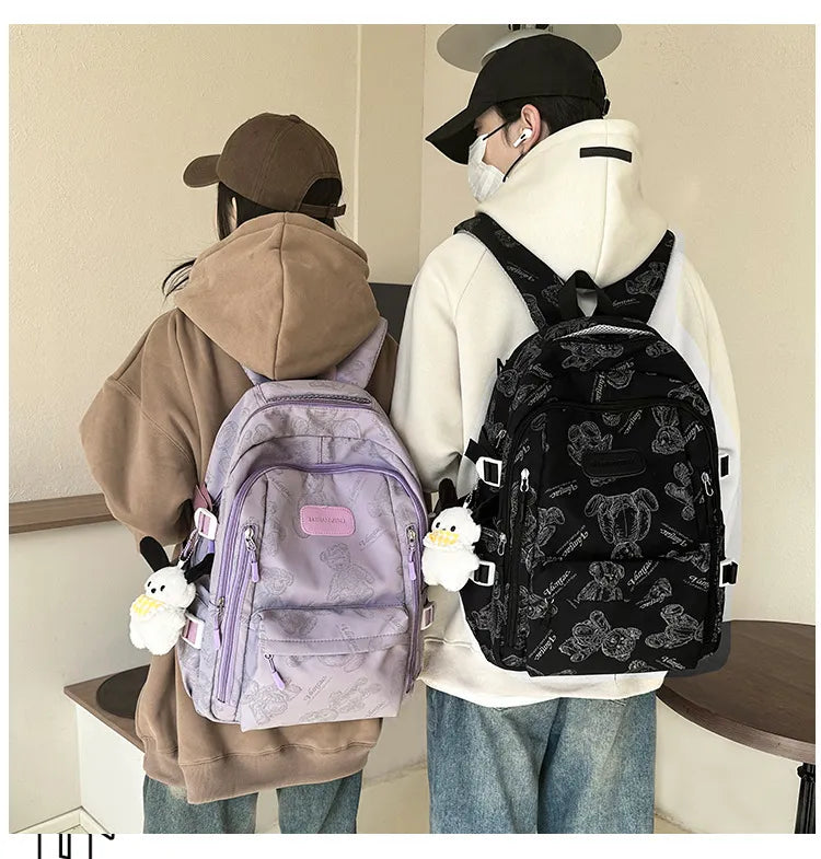 YIMIBAG Cute Teddy Design Backpack – Kawaii 16.9" Lightweight Waterproof School & Travel Bag (8 Pockets)