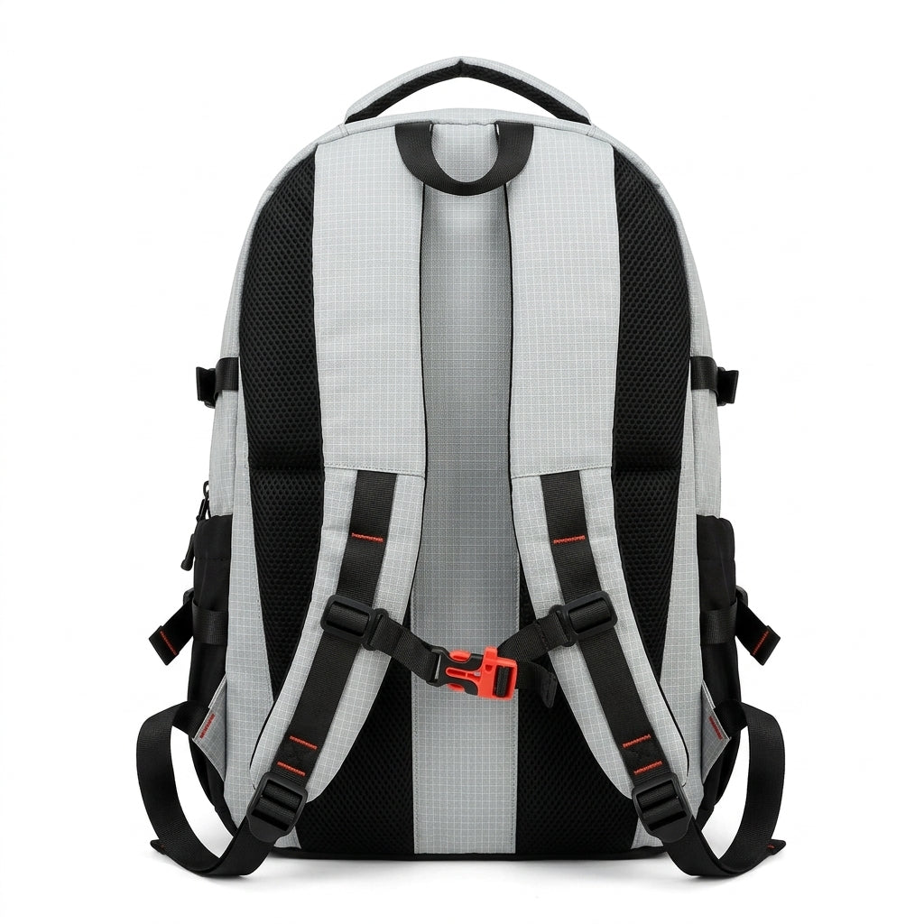 Snoopy Casual Backpack – Light Grey Checked, Water Resistant, 15.6" Laptop Compartment