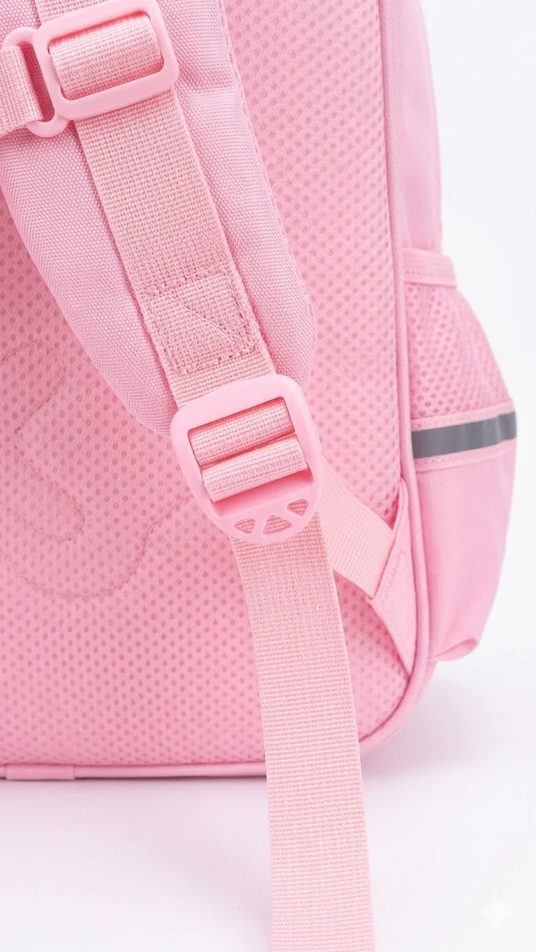 Pink School Backpack for Primary Class Girls – Imported, Water Resistant, Ergonomic with Reflective Strips