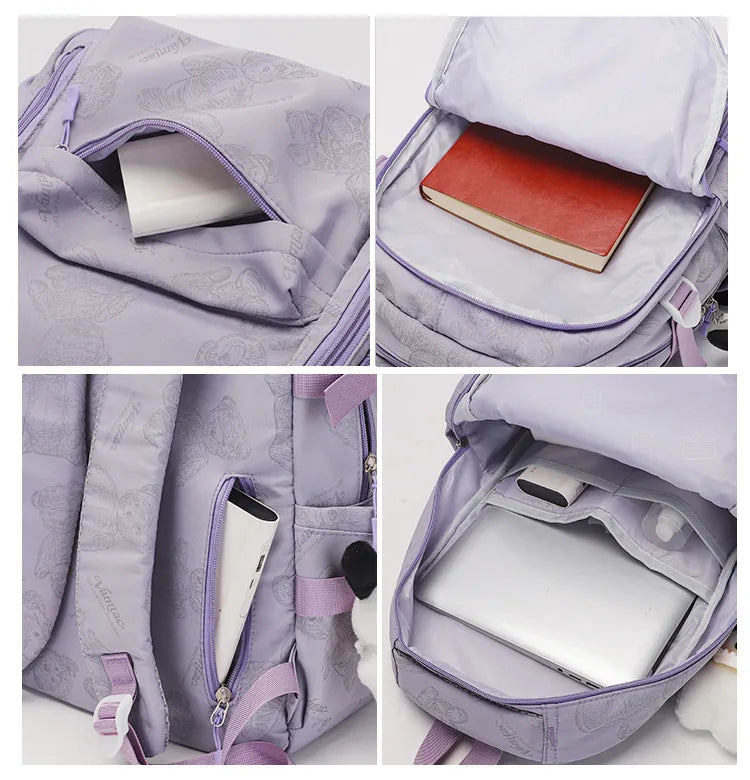 YIMIBAG Cute Teddy Design Backpack – Kawaii 16.9" Lightweight Waterproof School & Travel Bag (8 Pockets)