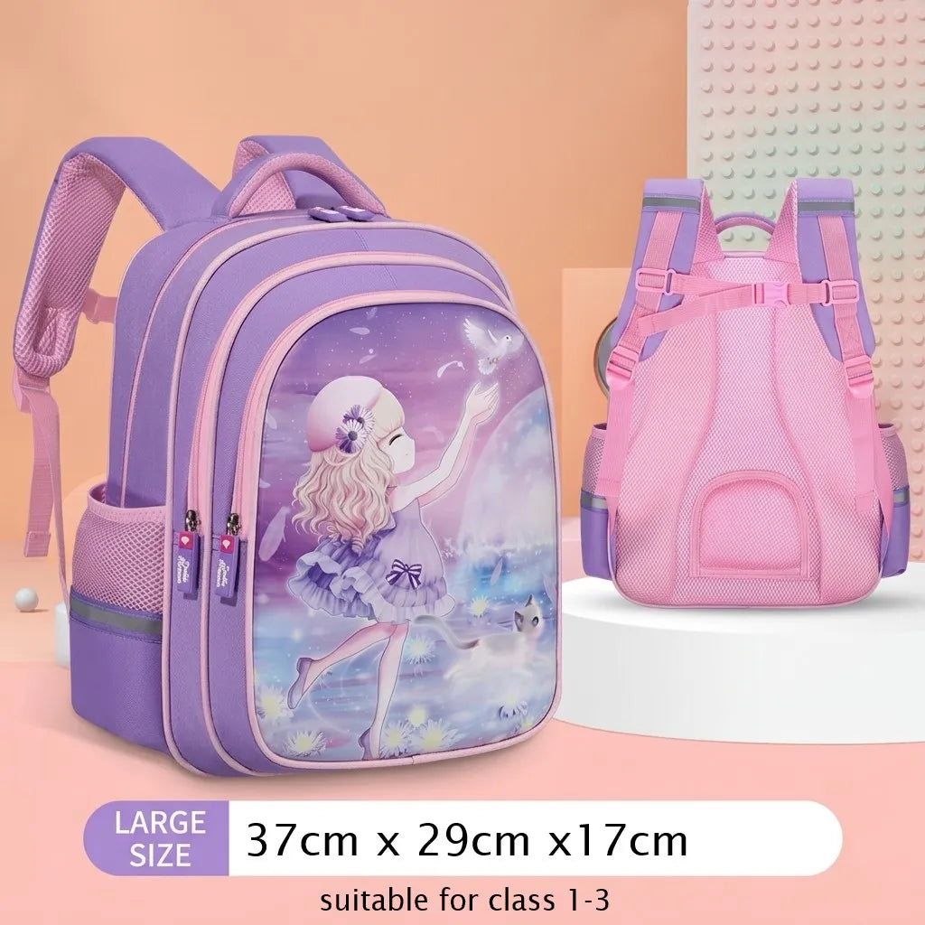 Apsis Junior School Bag for Girls – Barbie Design, Lilac & Pink