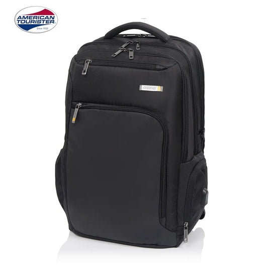 American Tourister Segno III 17″ Laptop Backpack with USB & Rain Cover – Black