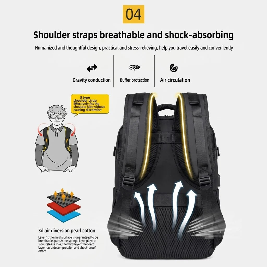Trax Minimalist Essential Travel Backpack – Cabin Friendly - Waterproof with Shoe Compartment, 15.6" Laptop Compatible