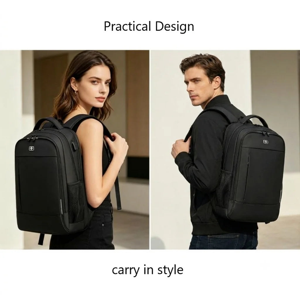 SWIGOR 17.3" Laptop Travel Backpack with USB Charging Port