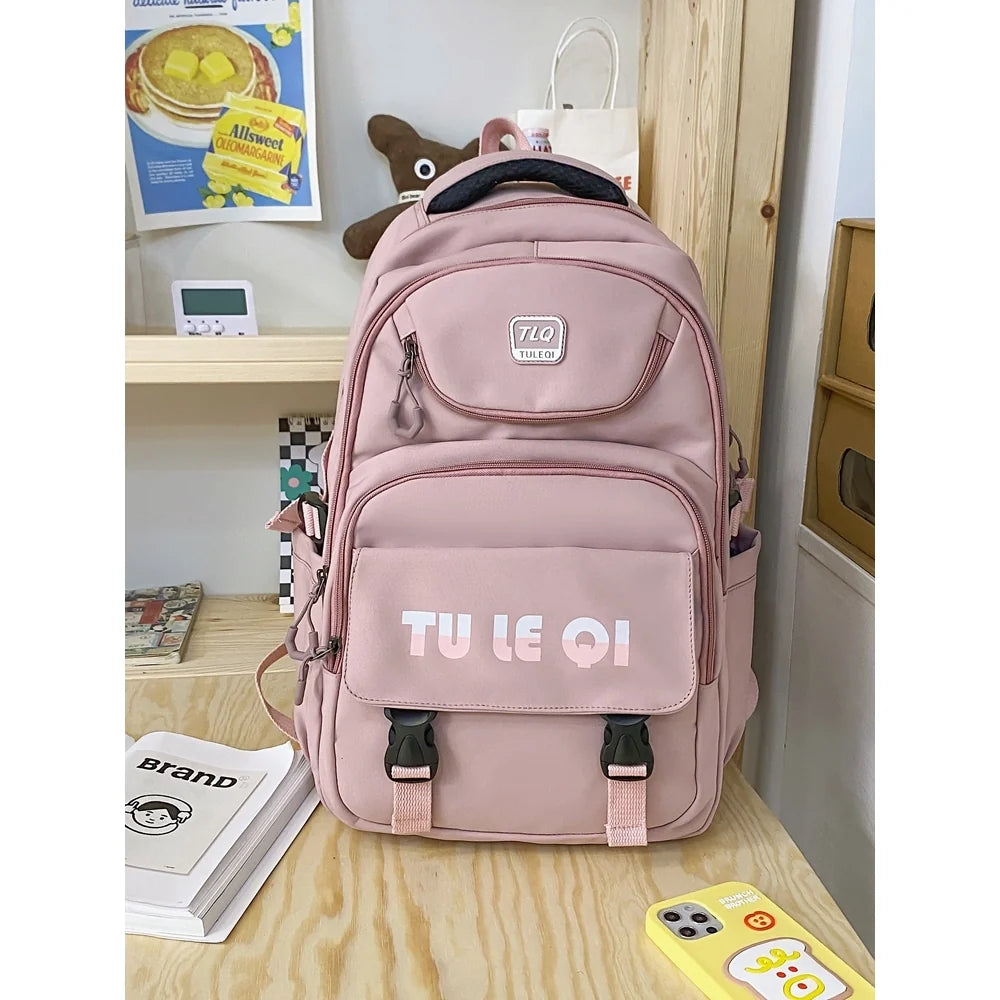 TLQ Premium Imported School & College Backpack for Girls – Pink | Waterproof | 46 × 31 × 20 cm