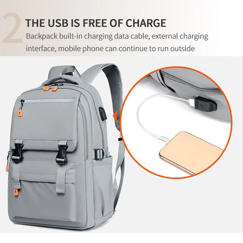 Street Pro 15.6" Waterproof Backpack with USB Charging Port – Stylish Teenager & College Bag