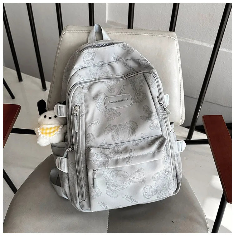 YIMIBAG Cute Teddy Design Backpack – Kawaii 16.9" Lightweight Waterproof School & Travel Bag (8 Pockets)