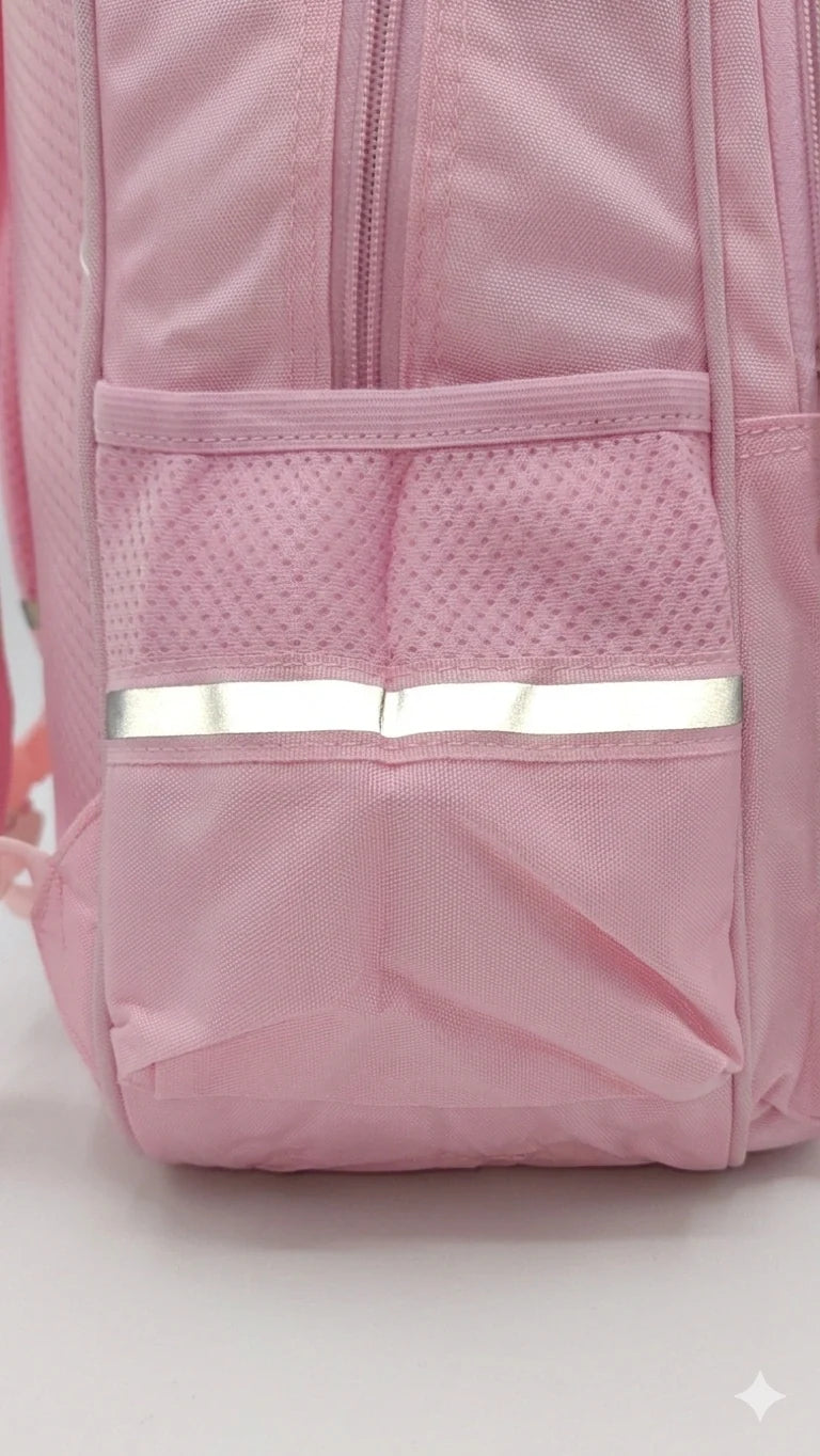 Pink School Backpack for Primary Class Girls – Imported, Water Resistant, Ergonomic with Reflective Strips
