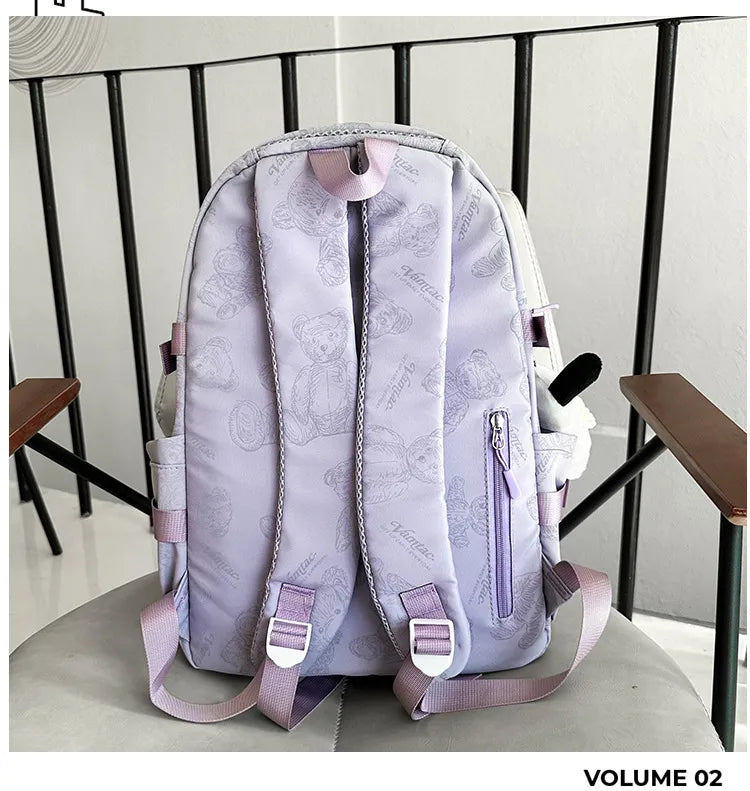 YIMIBAG Cute Teddy Design Backpack – Kawaii 16.9" Lightweight Waterproof School & Travel Bag (8 Pockets)