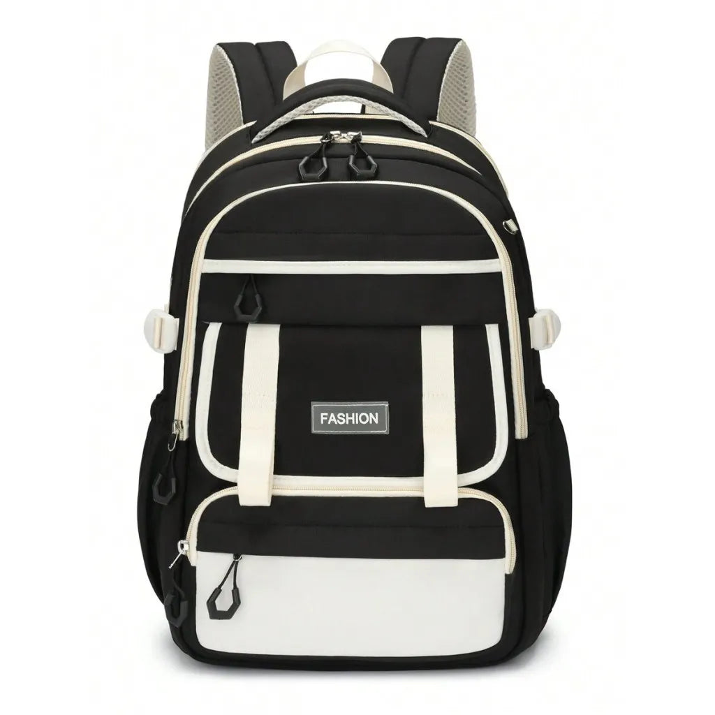 New Era Fashion School Backpack – Premium Water-Resistant Nylon, Laptop Compartment & Trolley Strap