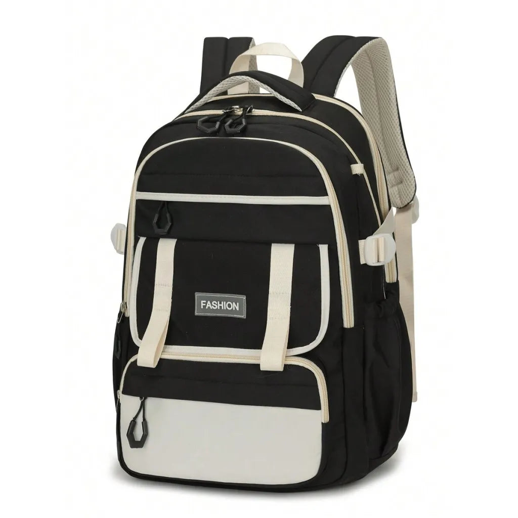 New Era Fashion School Backpack – Premium Water-Resistant Nylon, Laptop Compartment & Trolley Strap