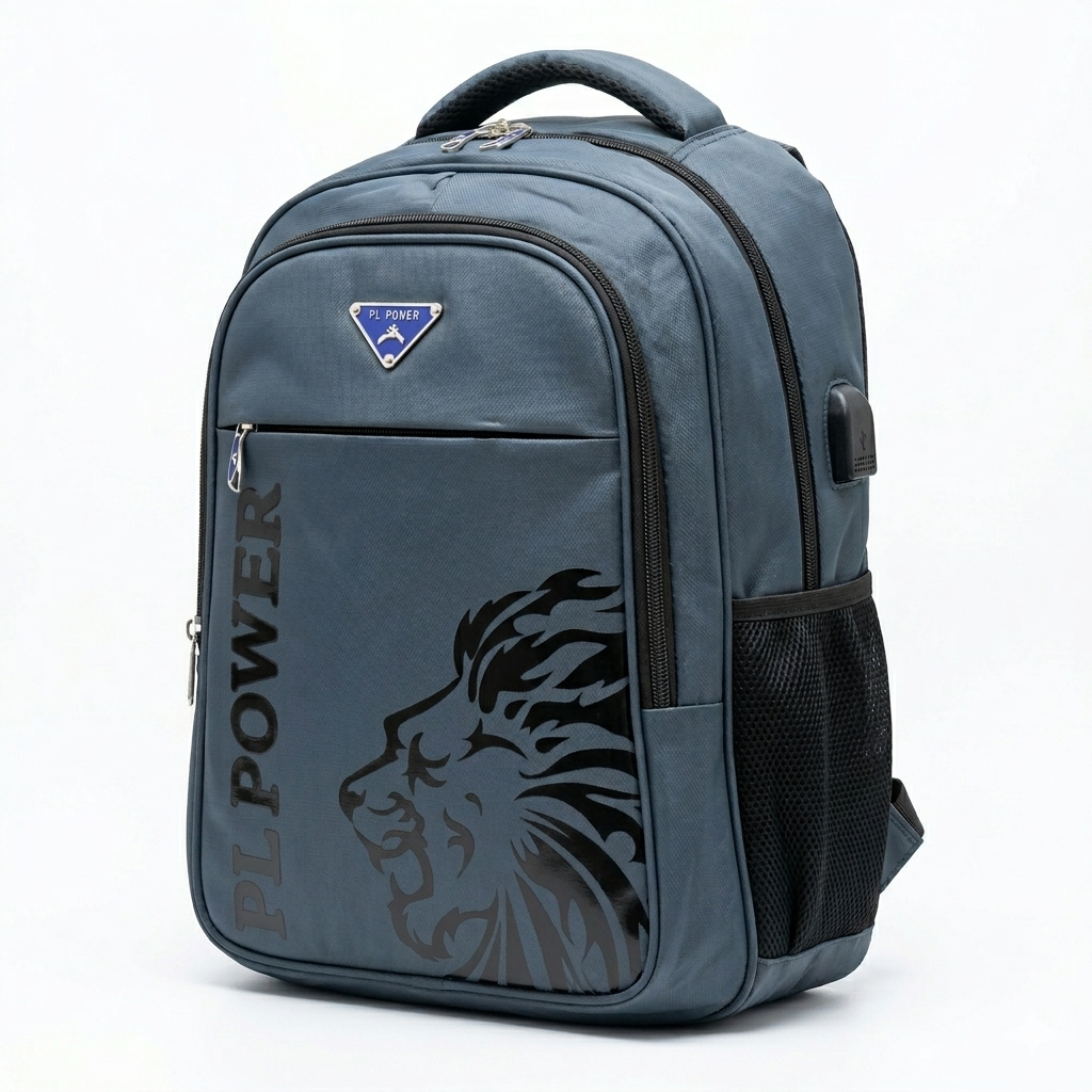 PL Power Waterproof School & Travel Backpack – USB & AUX Port | Premium Polyester Laptop Bag (Class 8–10)