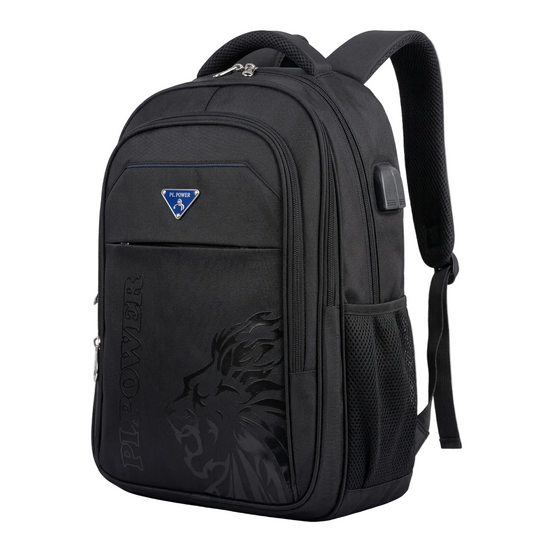 PL Power Waterproof School & Travel Backpack – USB & AUX Port | Premium Polyester Laptop Bag (Class 8–10)