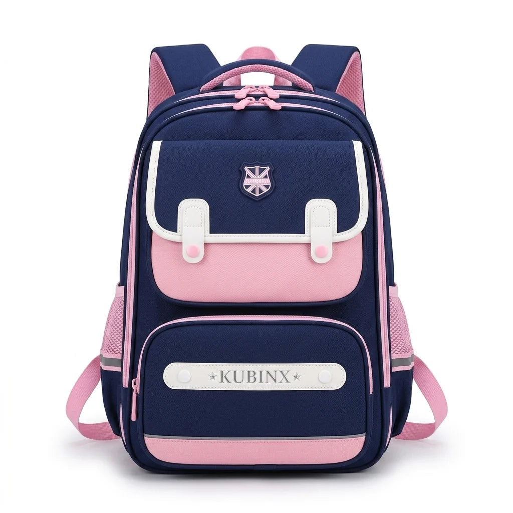 KUBINX British Design School Backpack – 180° Open Book Compartment | Lightweight Oxford Material (Grade 3–5)