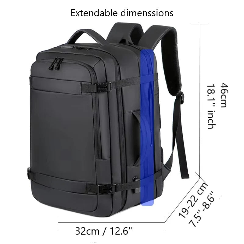HANKE Expandable Travel Backpack 32L-40L – Waterproof Cabin Backpack with USB Port & Laptop Compartment