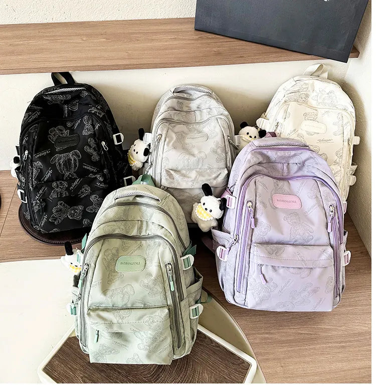 YIMIBAG Cute Teddy Design Backpack – Kawaii 16.9" Lightweight Waterproof School & Travel Bag (8 Pockets)
