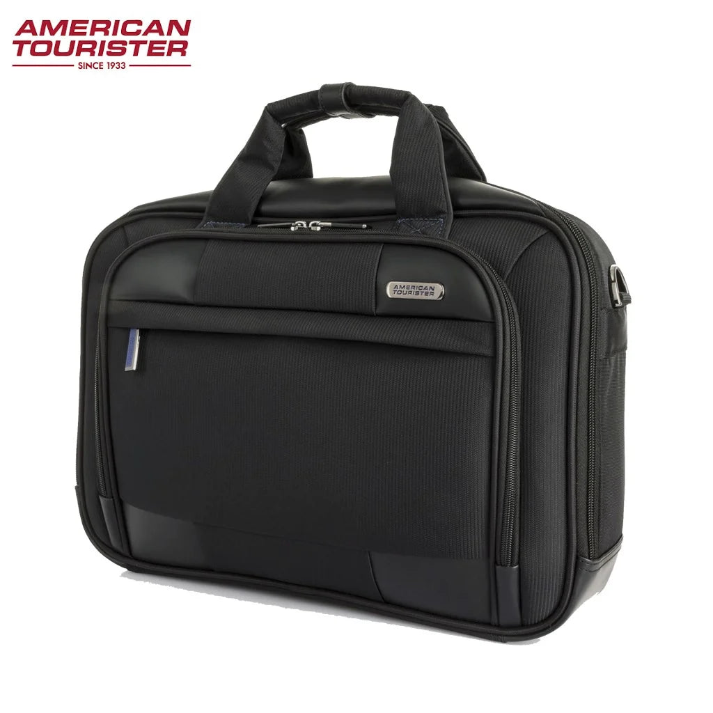 American Tourister Merit Laptop Briefcase - Black Business Bag for Men & Women