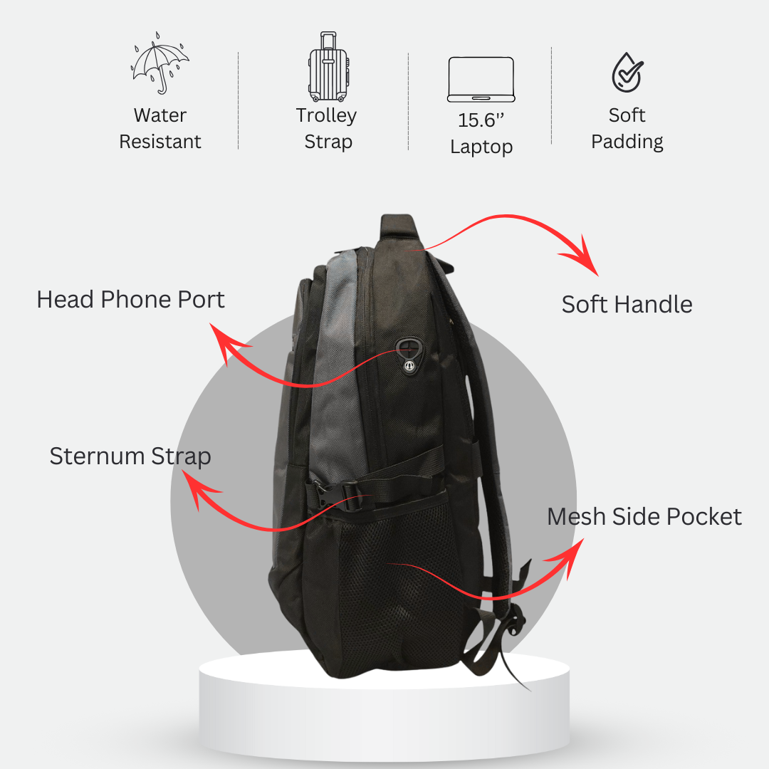 Wenhao Backpack – Large Capacity Travel, School & University Bag with Anti-Theft Pocket, Headphone Port & 16" Laptop Compartment – 47x32x20cm