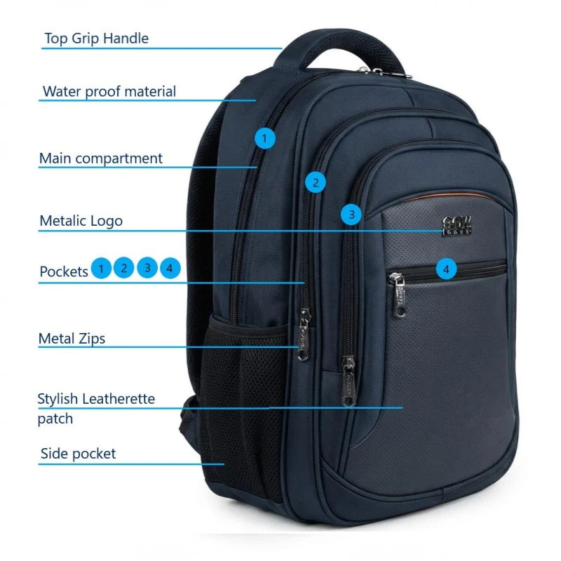 GOW School Bag For Higher Classes & College Backpack with Aux & USB Port, Waterproof, Imported