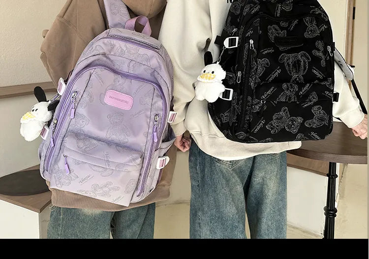 YIMIBAG Cute Teddy Design Backpack – Kawaii 16.9" Lightweight Waterproof School & Travel Bag (8 Pockets)