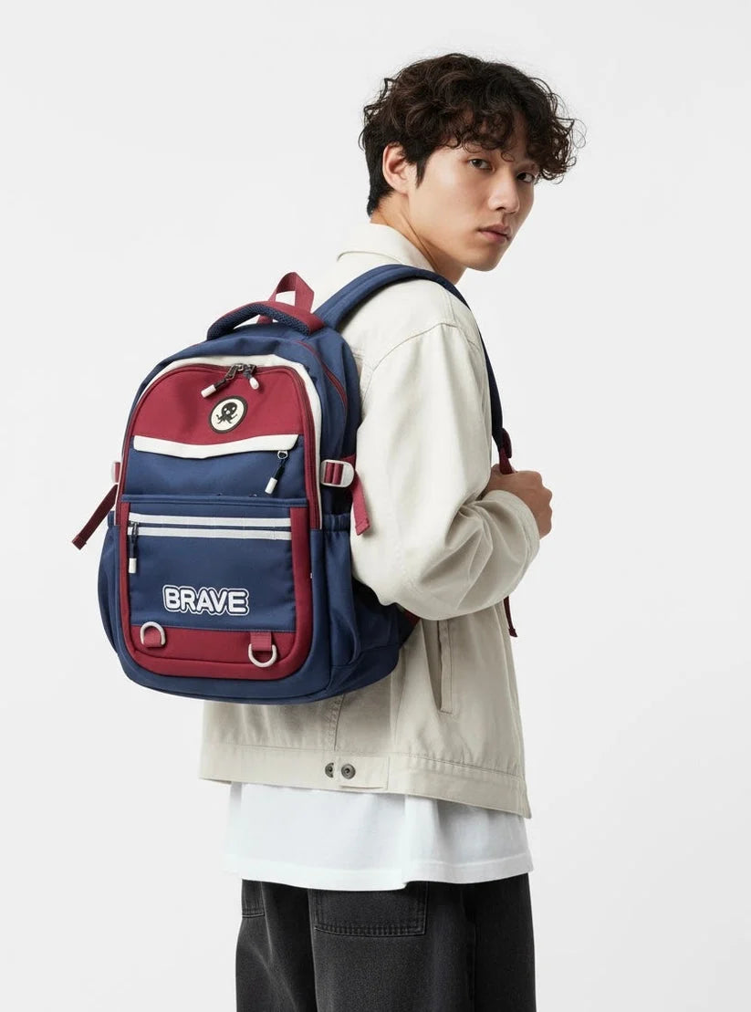 Brave Korean Style Backpack – Lightweight College & Travel Laptop Bag | 32×18×46 cm | Anti-theft Pocket