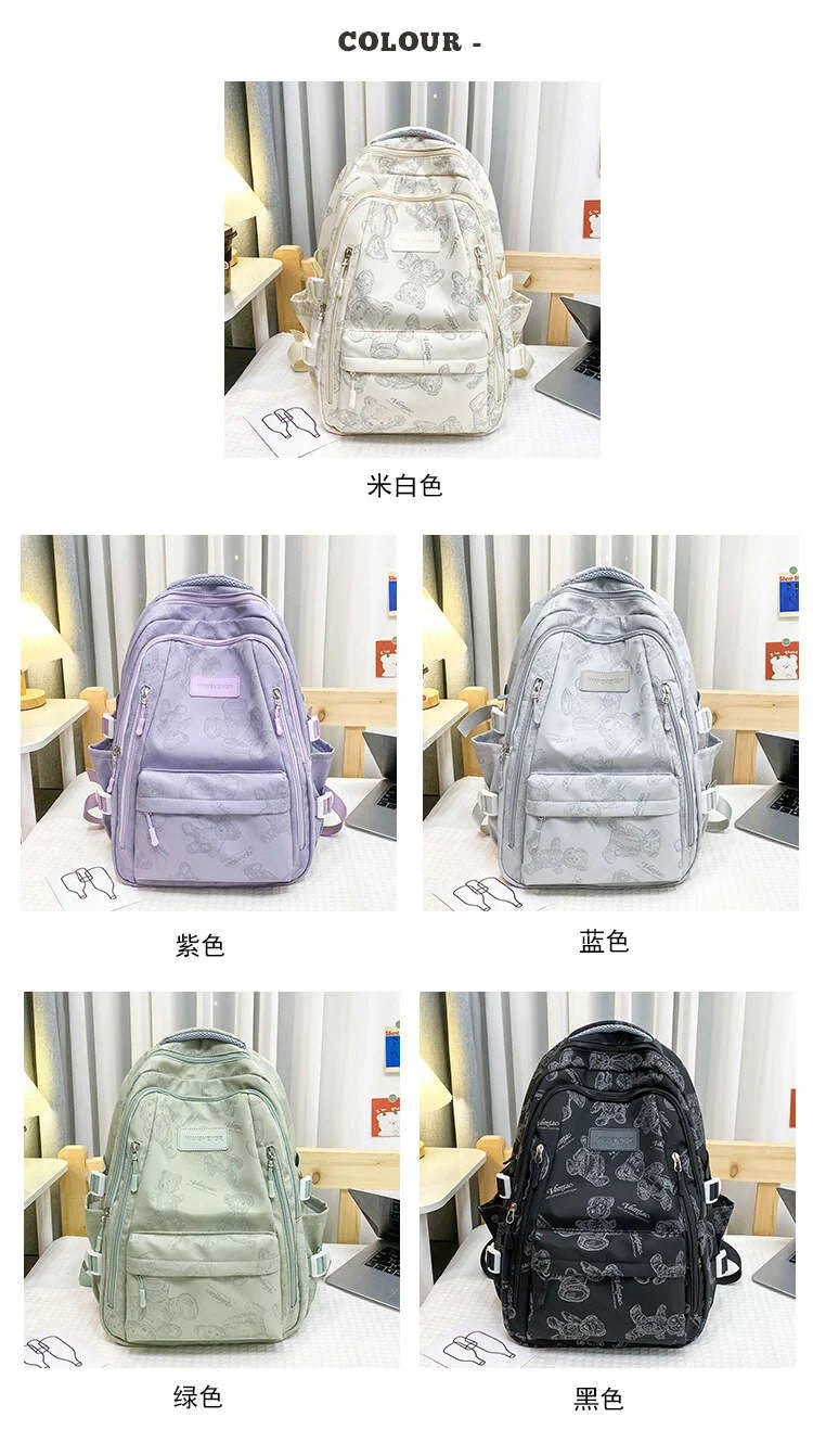 YIMIBAG Cute Teddy Design Backpack – Kawaii 16.9" Lightweight Waterproof School & Travel Bag (8 Pockets)