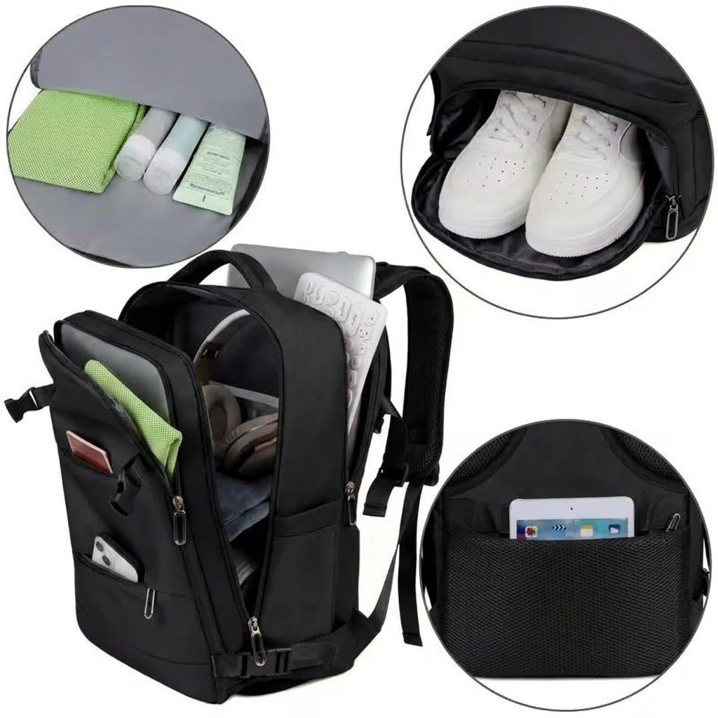 Trax Minimalist Essential Travel Backpack – Cabin Friendly - Waterproof with Shoe Compartment, 15.6" Laptop Compatible