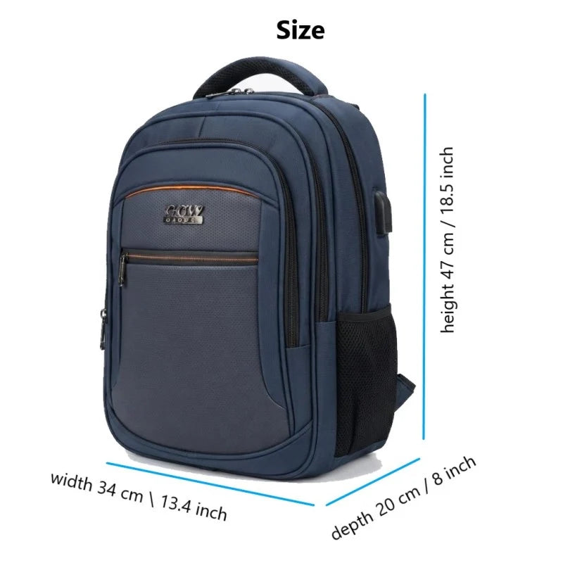 GOW School Bag For Higher Classes & College Backpack with Aux & USB Port, Waterproof, Imported