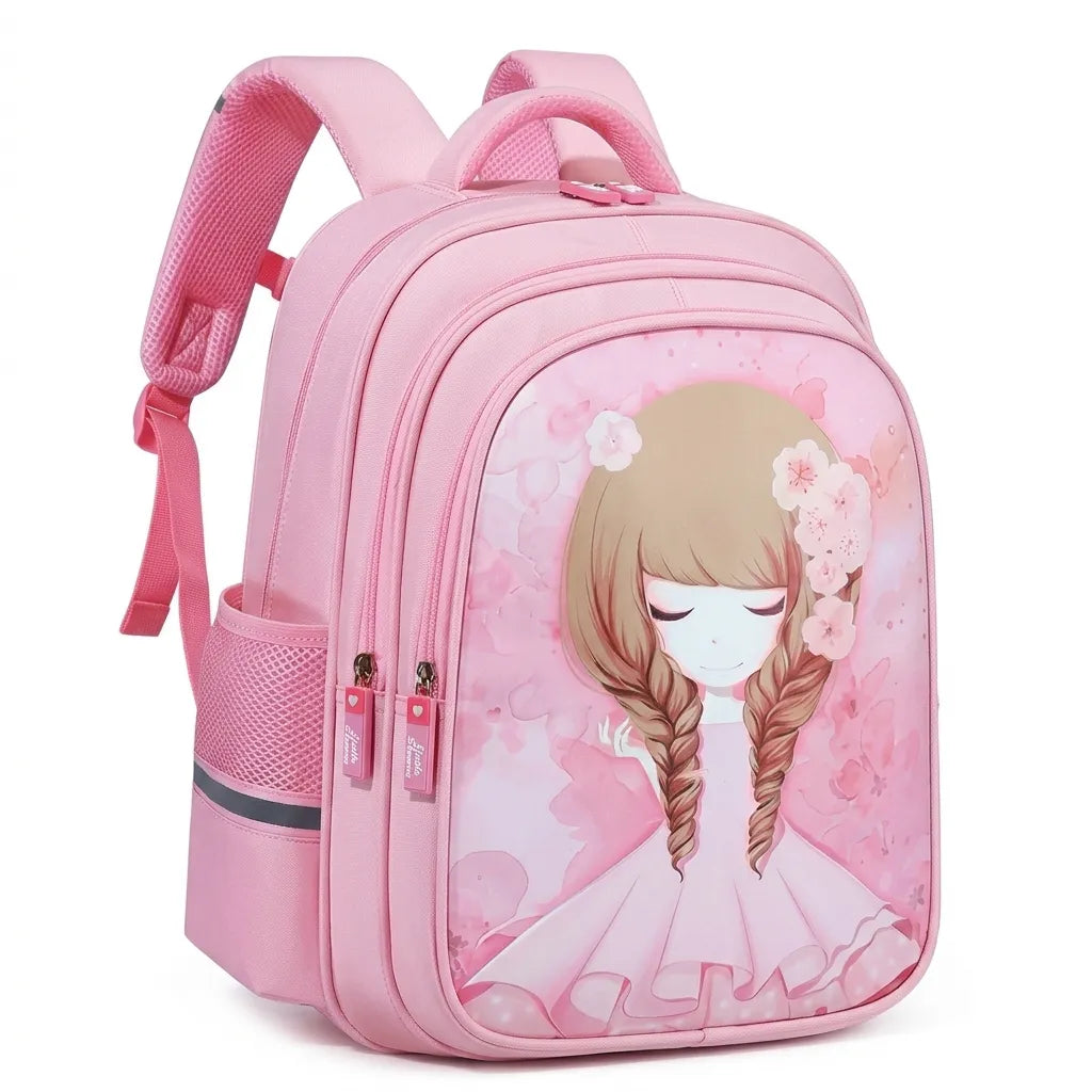Apsis Junior School Bag for Girls – Barbie Design, Lilac & Pink