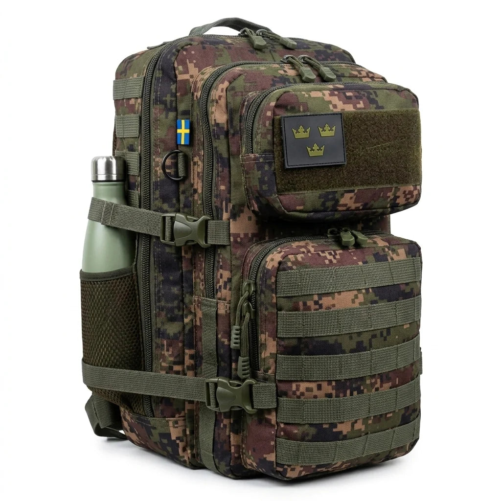 Army Assault 45L Tactical MOLLE Backpack – Digital Camo Green | Water-Resistant Outdoor & Training Bag with Rain Cover