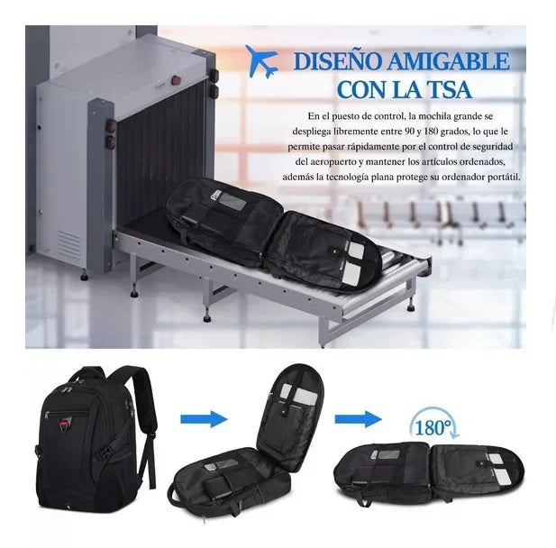 IGOLUMON 17.3" Anti-Theft Waterproof Travel Laptop Backpack with USB Charging Port & Trolley Strap