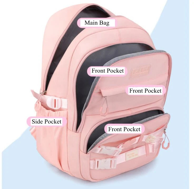 Cute Girls Premium Backpack for School, College & Daily Travel – 31x19x48 cm – Water Resistant, Multi-Pocket, Laptop Section