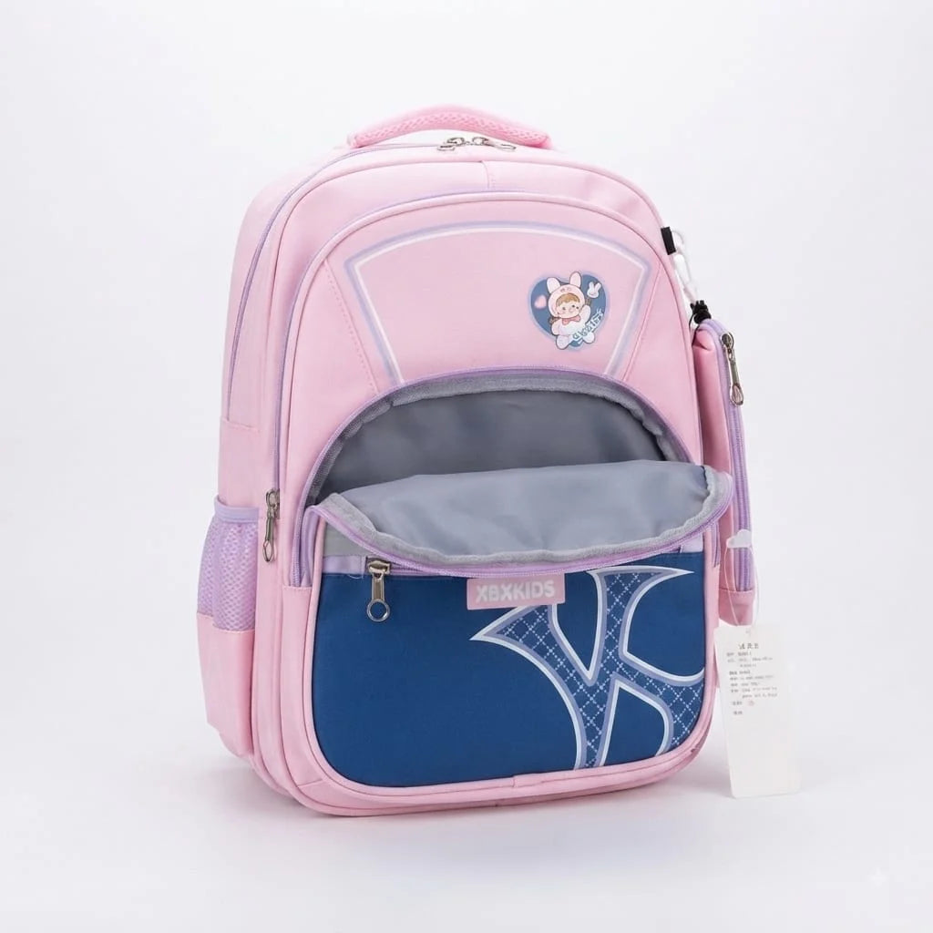 XBX Kids School Bag (Pink) – Imported with Pencil Pouch, Class 1–4