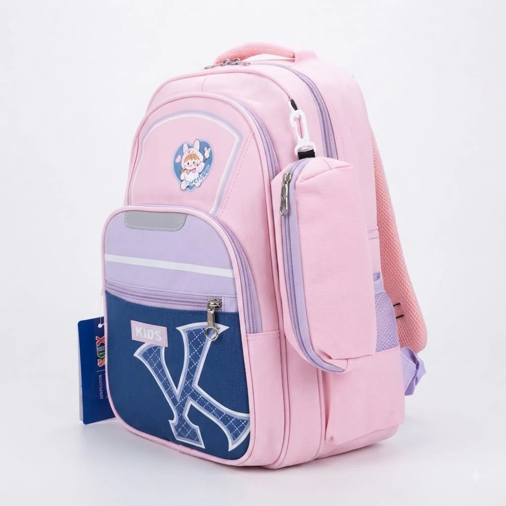 XBX Kids School Bag (Pink) – Imported with Pencil Pouch, Class 1–4