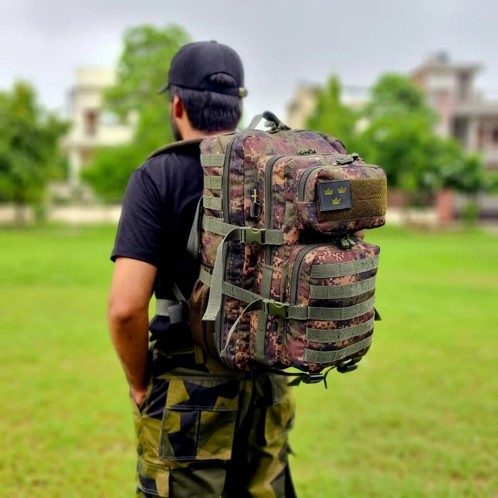 Army Assault 45L Tactical MOLLE Backpack – Digital Camo Green | Water-Resistant Outdoor & Training Bag with Rain Cover