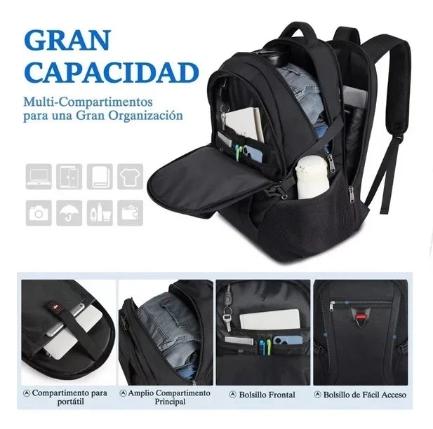IGOLUMON 17.3" Anti-Theft Waterproof Travel Laptop Backpack with USB Charging Port & Trolley Strap